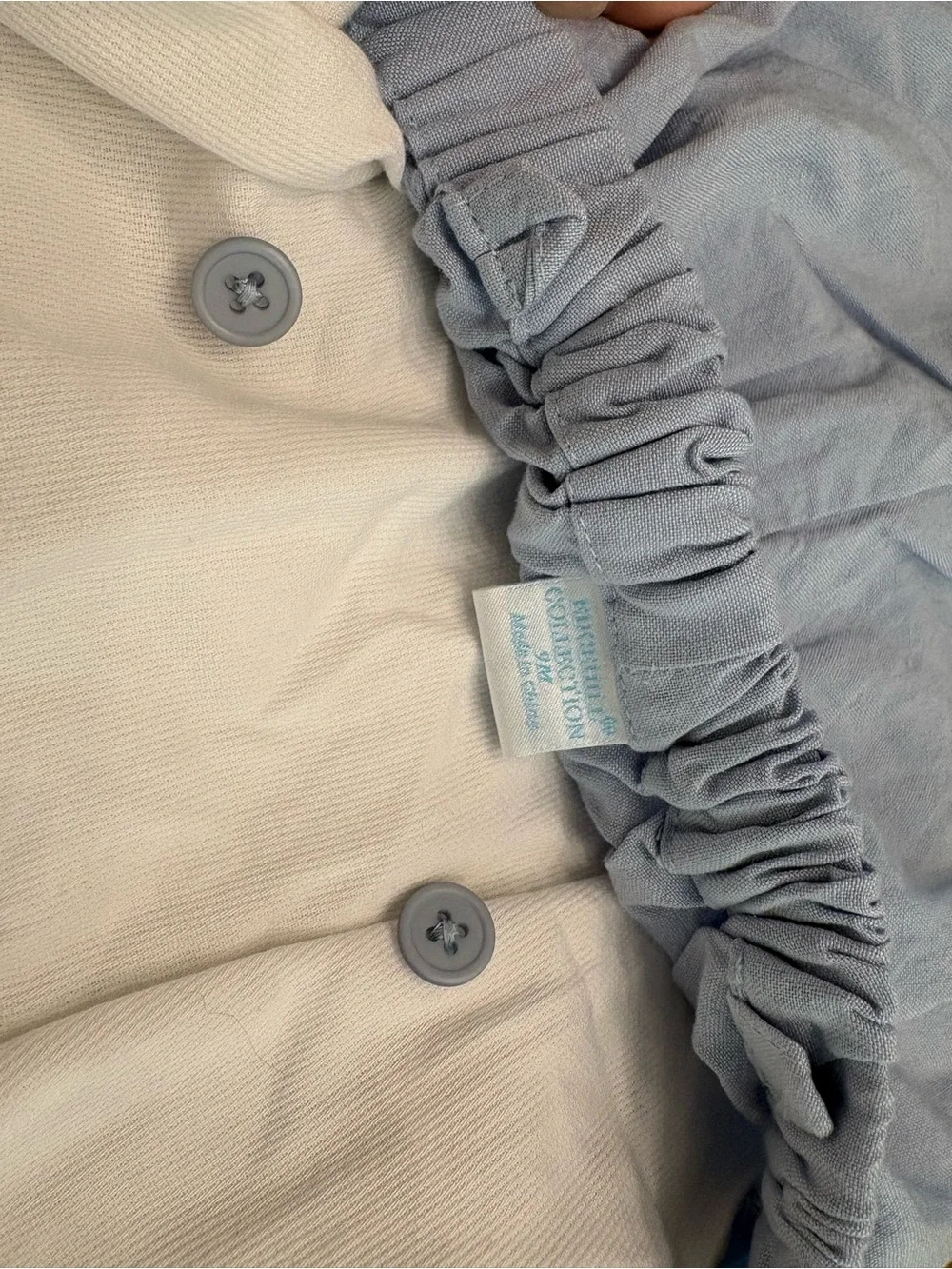 Edgehill Collection 2-Piece Linen Baby Boys' Cream and Light Blue Short Set